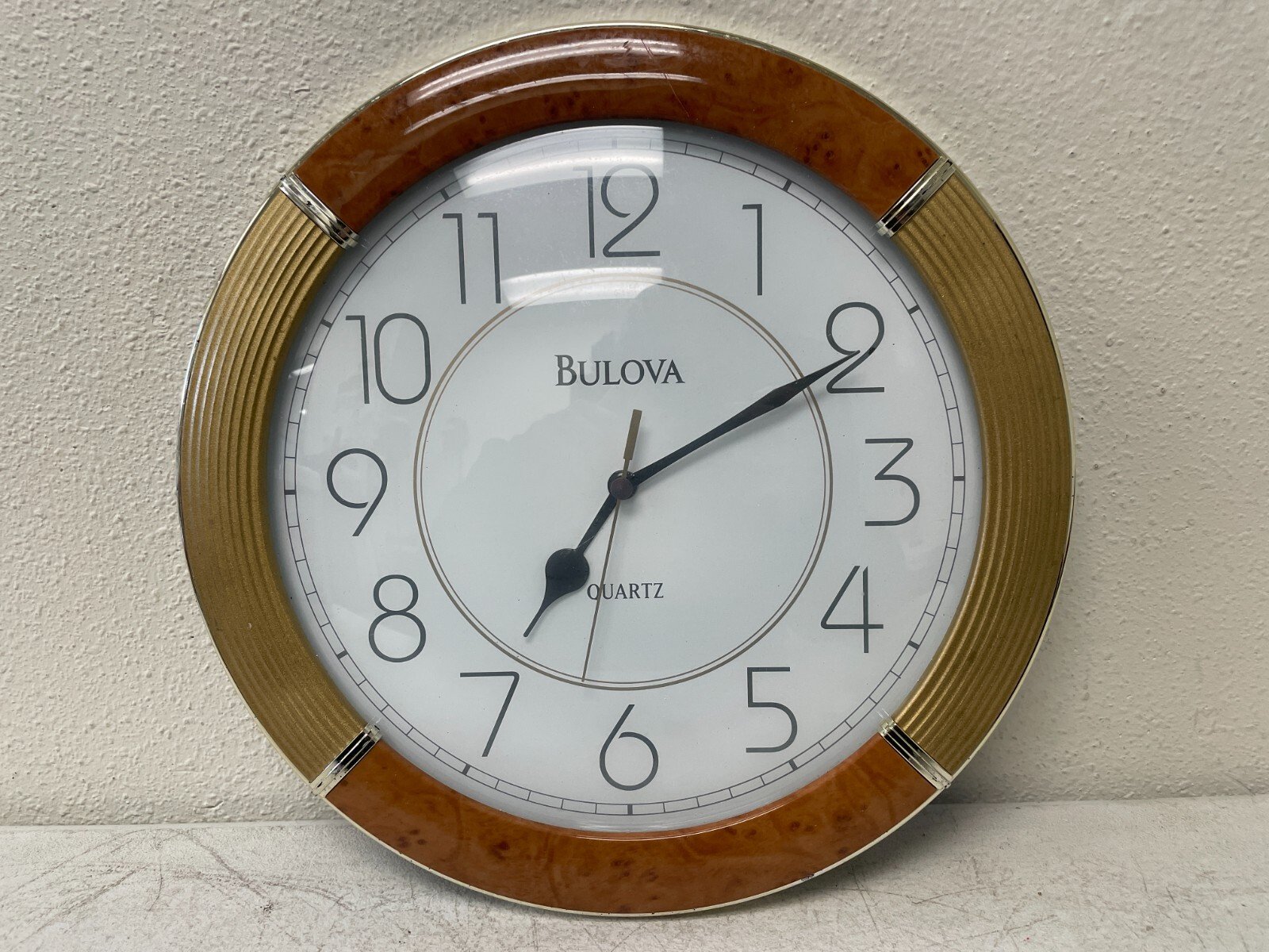 Bulova Reedham Analog Quartz Solid Wood W/Aluminum Trim -11.5" Wall Clock