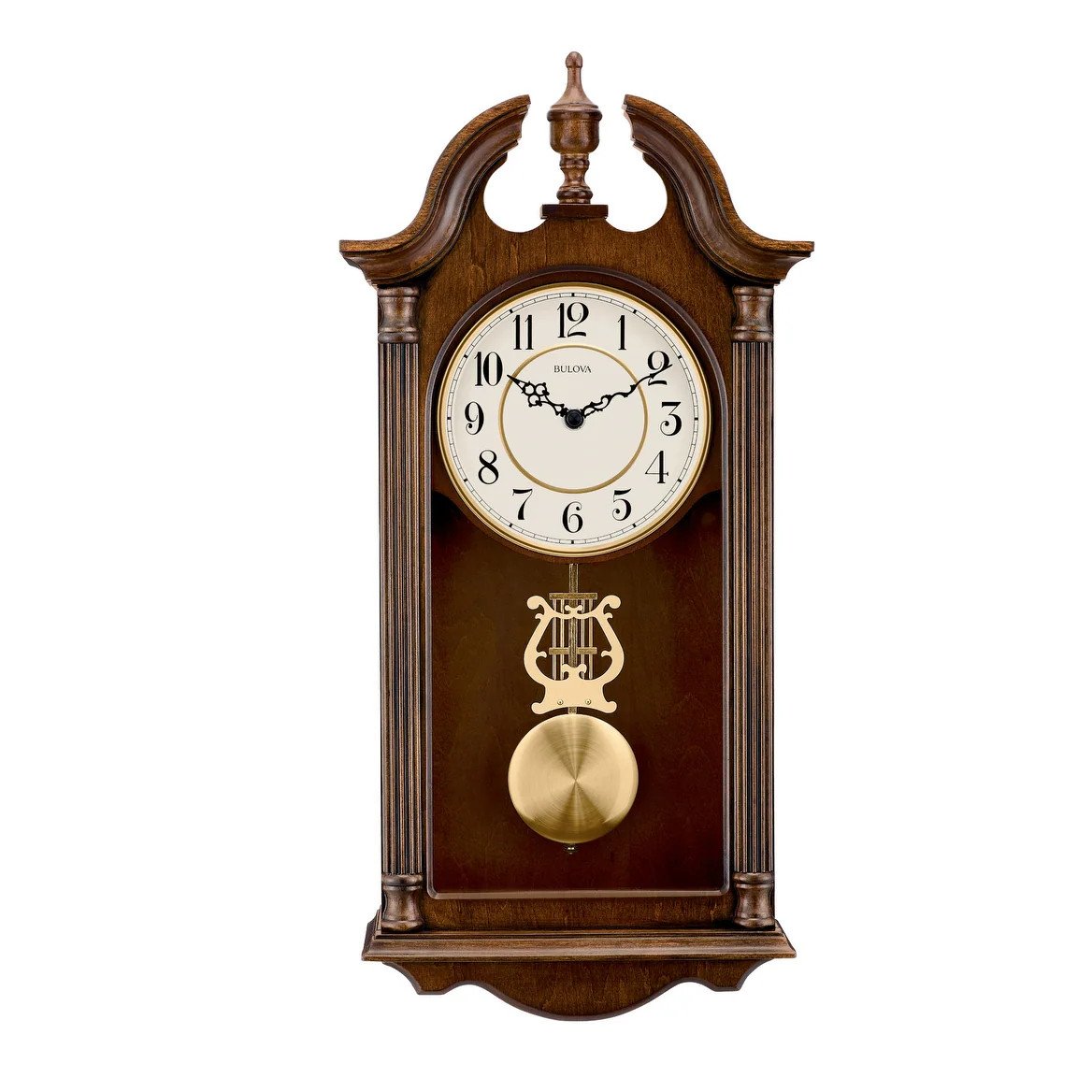 Bulova Saybrook Hardwood Cherry Finish Chime Pendulum Wall Brown