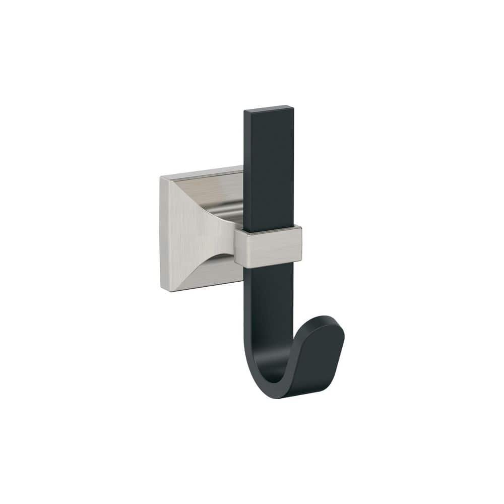 Burbank 3-15/16 in. L Matte Black/Satin Nickel Single Prong Wall Hook