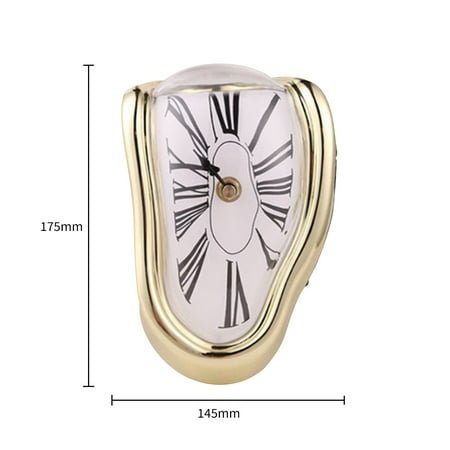 Bxingsftys Melting Clock Modern Surrealistic Shelf Decor Distorted Clock (Gold)