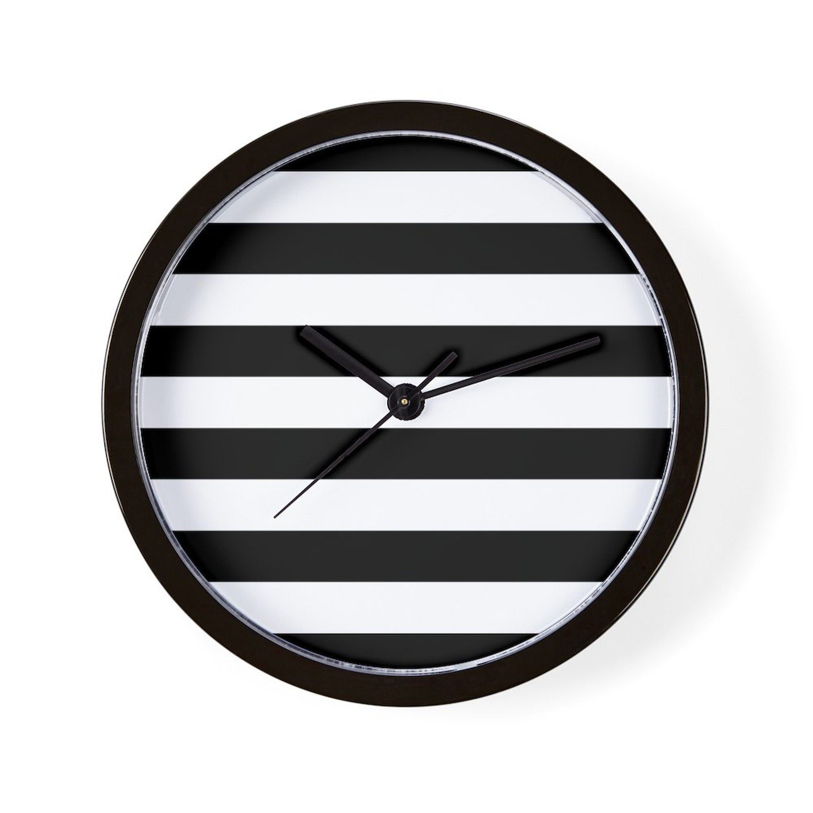 CafePress Black & White Stripes 10" Wall Clock (106151494)