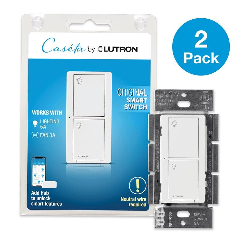 Caseta Smart Switch for All Bulb Types or Fans, 5A, Neutral Wire...