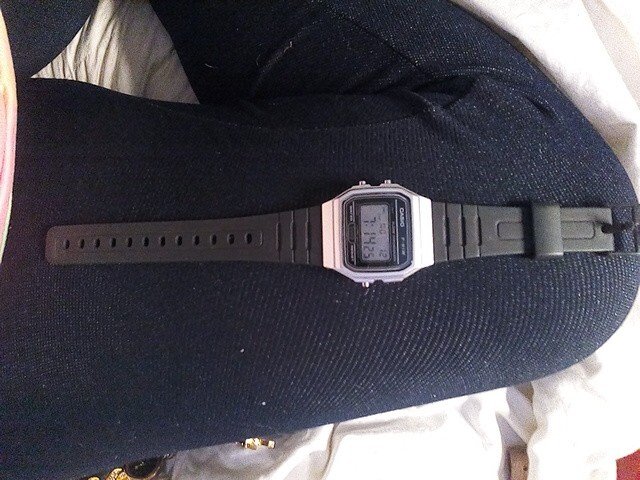 Casio Digital 12 Hour 24 Hour Clock With Alarm And Adjustable Strap, Pre-Owned