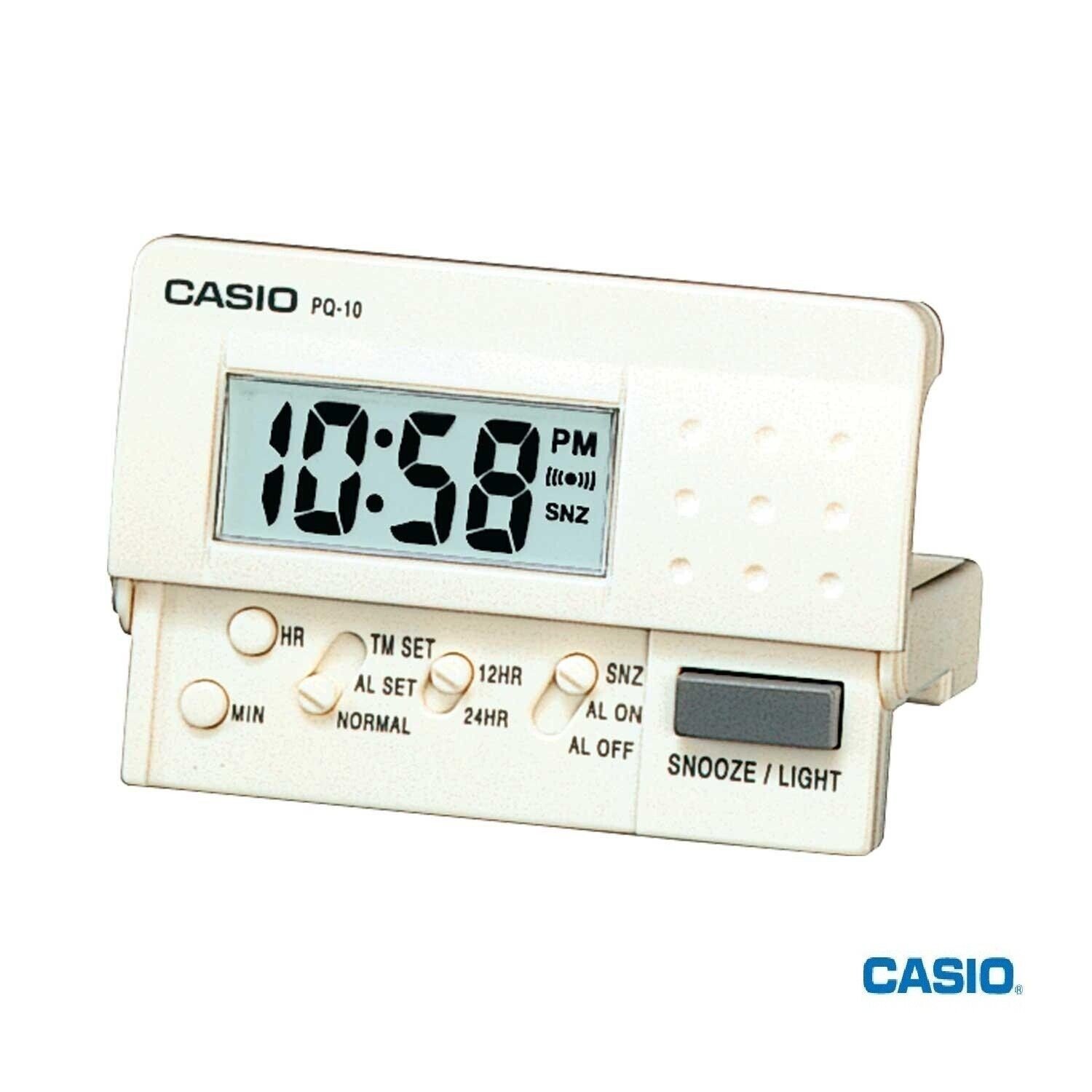 Casio PQ10-7R, Pocket Travel Alarm Digital Clock, Light, Snooze