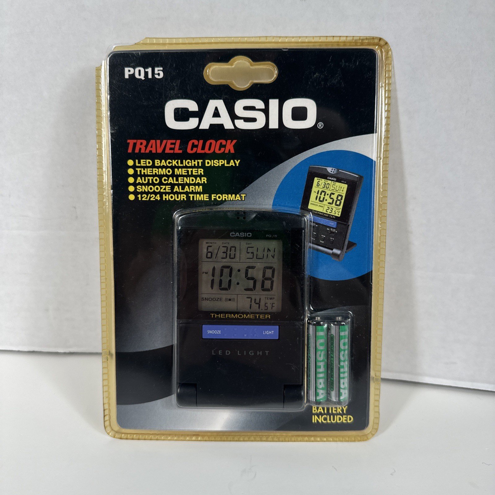 Casio Travel Clock PQ15 DQ-750 Temperature Auto Calendar LED New Sealed *Look*