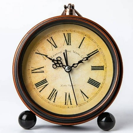 CCOCC Alarm Clock,Distinctive Metal Flower-Hand Clock for Bedroom,Silent Non-Ticking Table Clock with Strong Alarm Ring