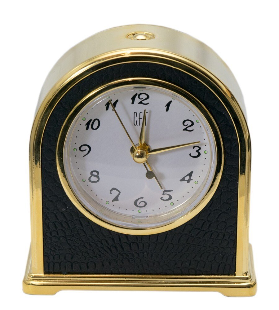 CFT :BRUSHED GOLD METAL CASE ELEGANT STYLE BEDSIDE ALARM CLOCK, MADE IN TIWAN