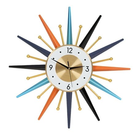 ChicHomey Sun-Shaped Modern Wall Clock,22 Inch Multicolor Wall Clock, Silent Quartz Movement Decorative Artwork for Living Room/Bedroom