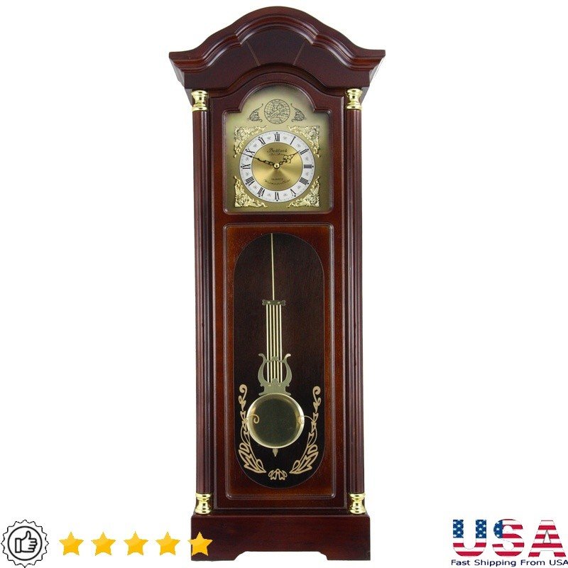 Chiming Wall Clock Decorative Pendulum Roman Numerals Harmonic 4 Chimes New