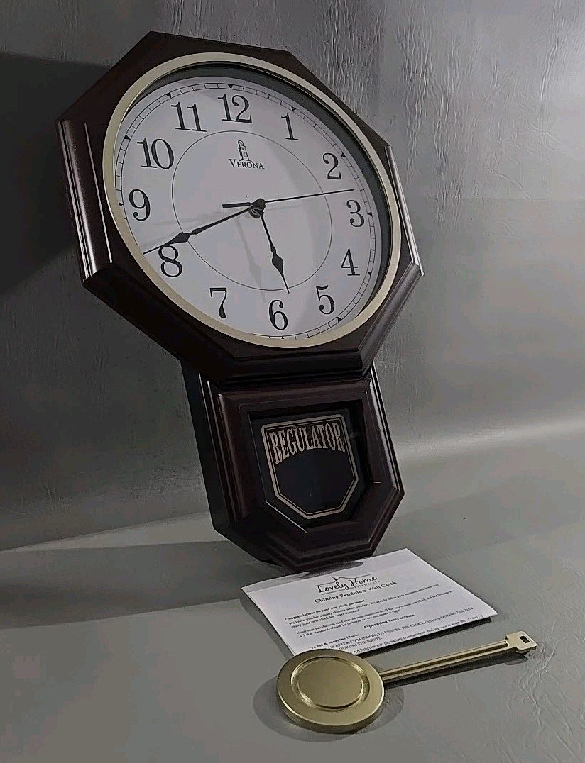 Chiming Wall Clock with Pendulum Schoolhouse Regulator Clock Westminster Chime