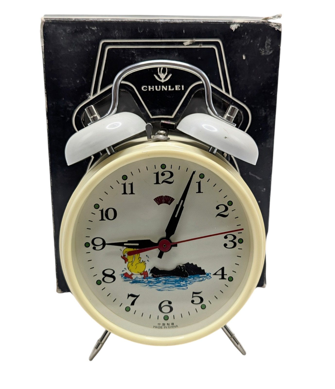 Chunlei Animated Mechanical Alligator Chasing Duck Double Bell Alarm Clock