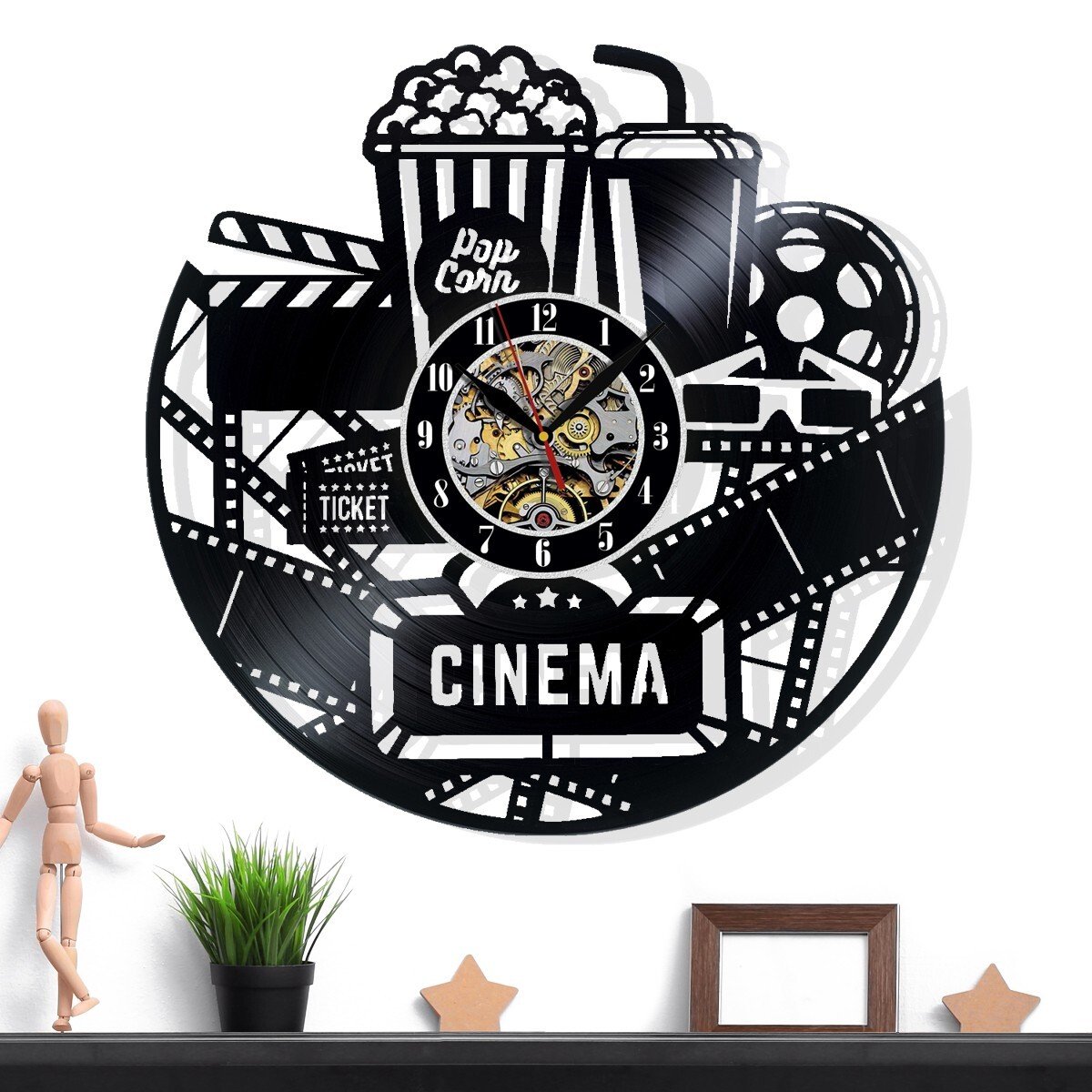 Cinema Vinyl Wall Clock - Retro Decor - Unique Home Accent - Perfect Gift