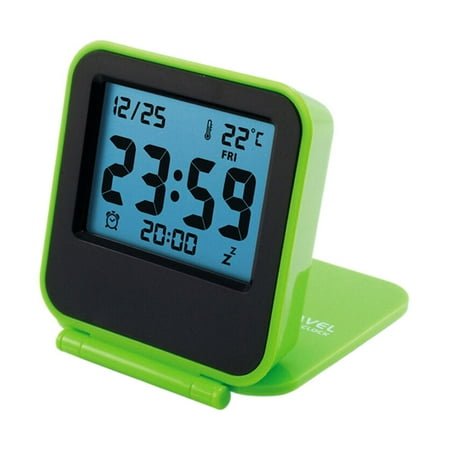 Clearance Items Compact Digital Travel Alarm Clock – Battery Operated Mini Folding Clock with Night Light, Temperature Display, Easy Set & Read, Snooze Function, Portable Pocket Size