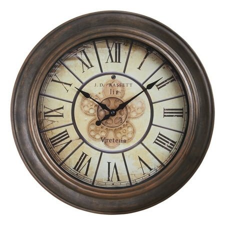Clocks - 15 Round - Wall Clock - Antique Brown - Transitional