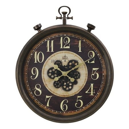 Clocks - 24 Round - Gear Mechanism - Wall Clock - Brown - Traditional