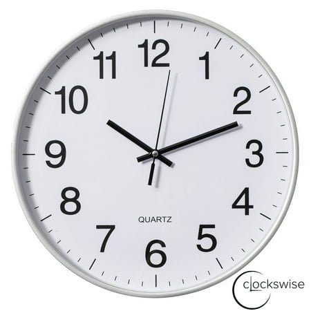Clockswise Silver 12-In Analog Clock – Silent, Non-Ticking for Wall Battery-Operated Perfect for Home Office, Farmhouse Kitchen, Entryways, Dining Rooms and Bedroom Decor, School and Bathroom Clock