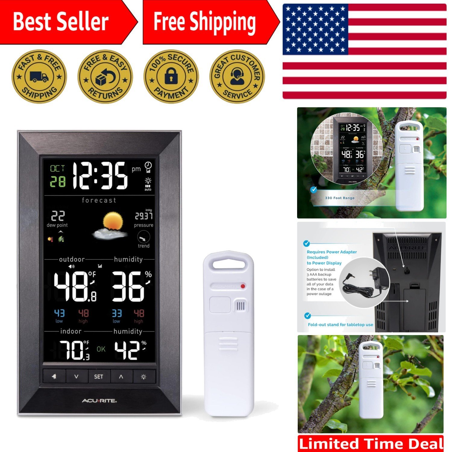 Compact LCD Weather Forecaster with Wireless Temperature and Humidity Alerts