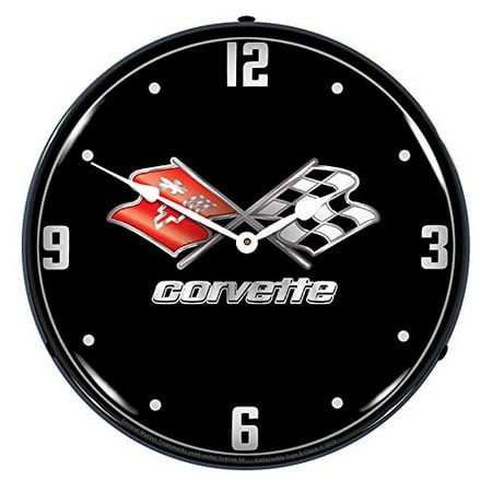 Corvette C3 Black Tie LED Wall Clock, Retro/Vintage, Lighted, 14 inch