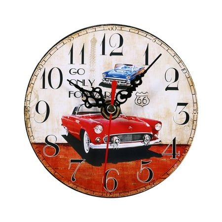 Creative Antique Wood Wall Clock, 1Pc European Style Rustic Arabic Numerals Wall Clock ,Round Antique Wooden Home Office Wall Clock Decoration Hotel Alarm Clock [#2]