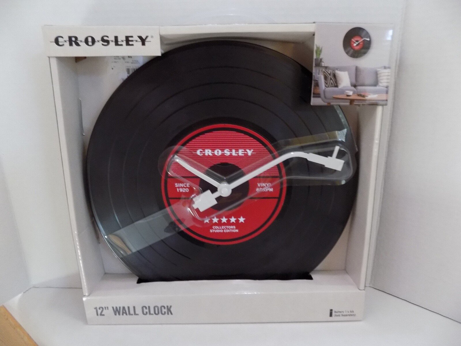 Crosley Vinyl Record 12" Wall Clock Red Label Collectors Studio Edition NOS MIB