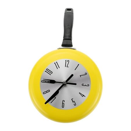 CTIRCHIU Yellow Stainless Steel Hanging Clock for Time Display with Silent Sweep Seconds, 3D Design, 10.5 Inches