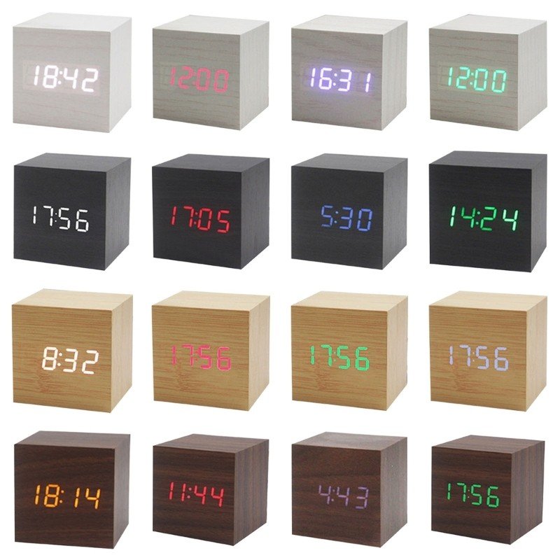 Cube Voice Control Led Alarm Clock Home Bedroom Dormitory