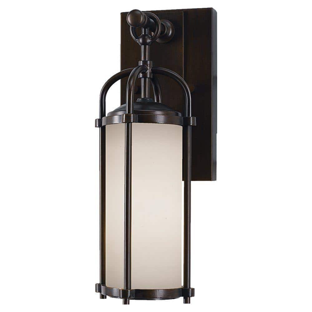 Dakota 1-Light Espresso Outdoor 13.25 in. Wall Lantern Sconce