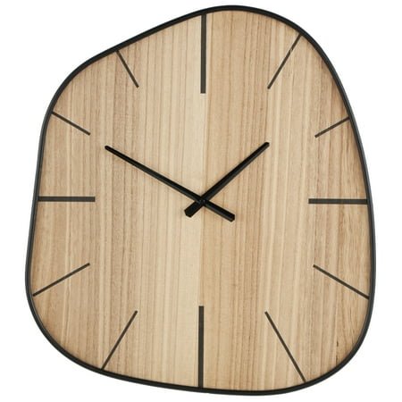 DecMode 21 Brown Wooden Wavy Wall Clock with Black Hands and Markers