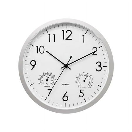 Decorative Round Outdoor Clock with Thermometer and Hygrometer Large Wall Elegant Retro Silent