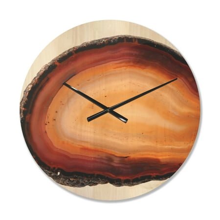 Designart 'Abstract Brown agate isolated ' Modern Wood Wall Clock