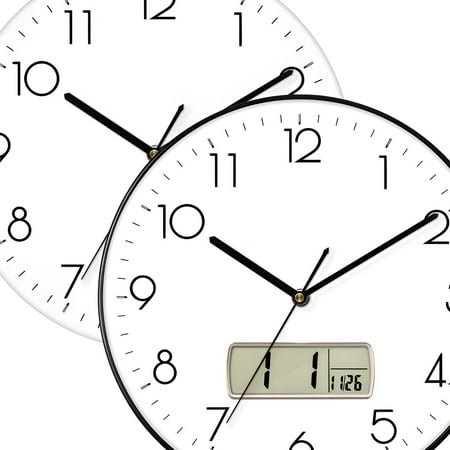DESIGNICE 2Pcs Wall Clock,Dual Motor Operation Modern Wall Clock,Smooth Movement Bathroom Clock,Combination Style1,14In
