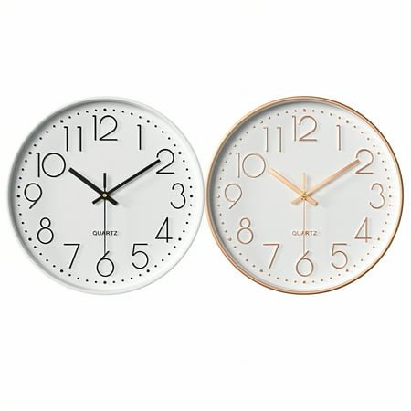 DESIGNICE 2Pcs Wall Clock,Precise Time Modern Wall Clock,Quiet Movement Bathroom Clock,Combination Style1,12In