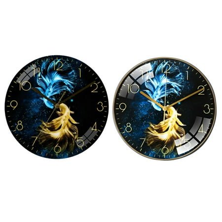 DESIGNICE 2Pcs Wall Clock,Stylish Plated Finish Modern Wall Clock,Shiny Glossy Look Bathroom Clock,Combination Style1,12In