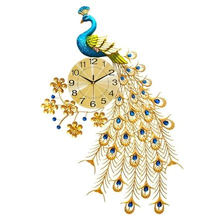 DESIGNICE Wall Clock,Embossed Feathers Modern Wall Clock,Layered Texture Bathroom Clock,Style,93*60Cm