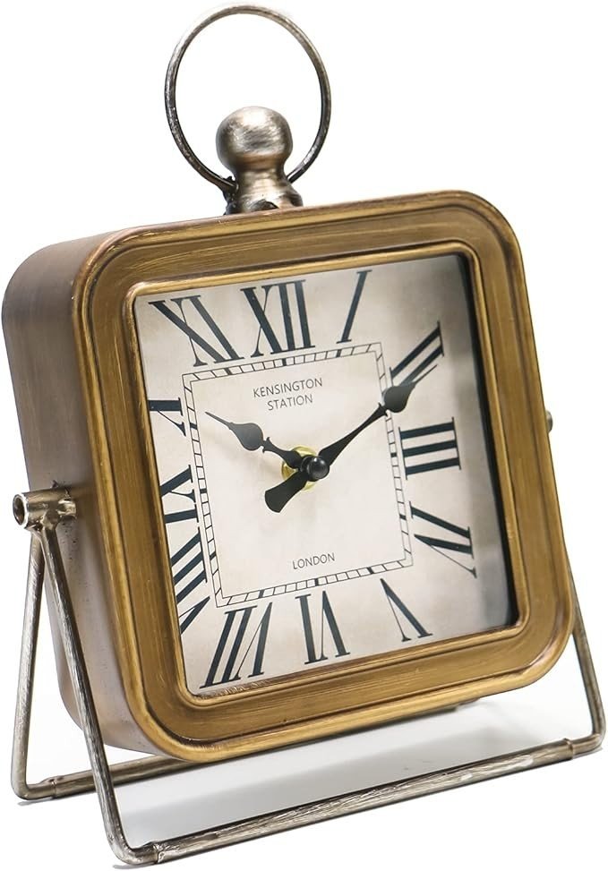 Desk Clocks, 9.5" Table Alarm Clocks for Shelf Bedroom Office, Vintage Metal ...