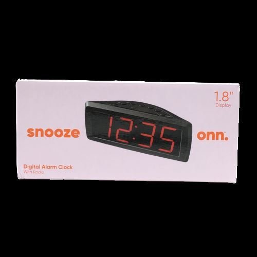 Digital Alarm Clock 1.8 in Red LCD Display AM/FM Radio in Black BRAND NEW
