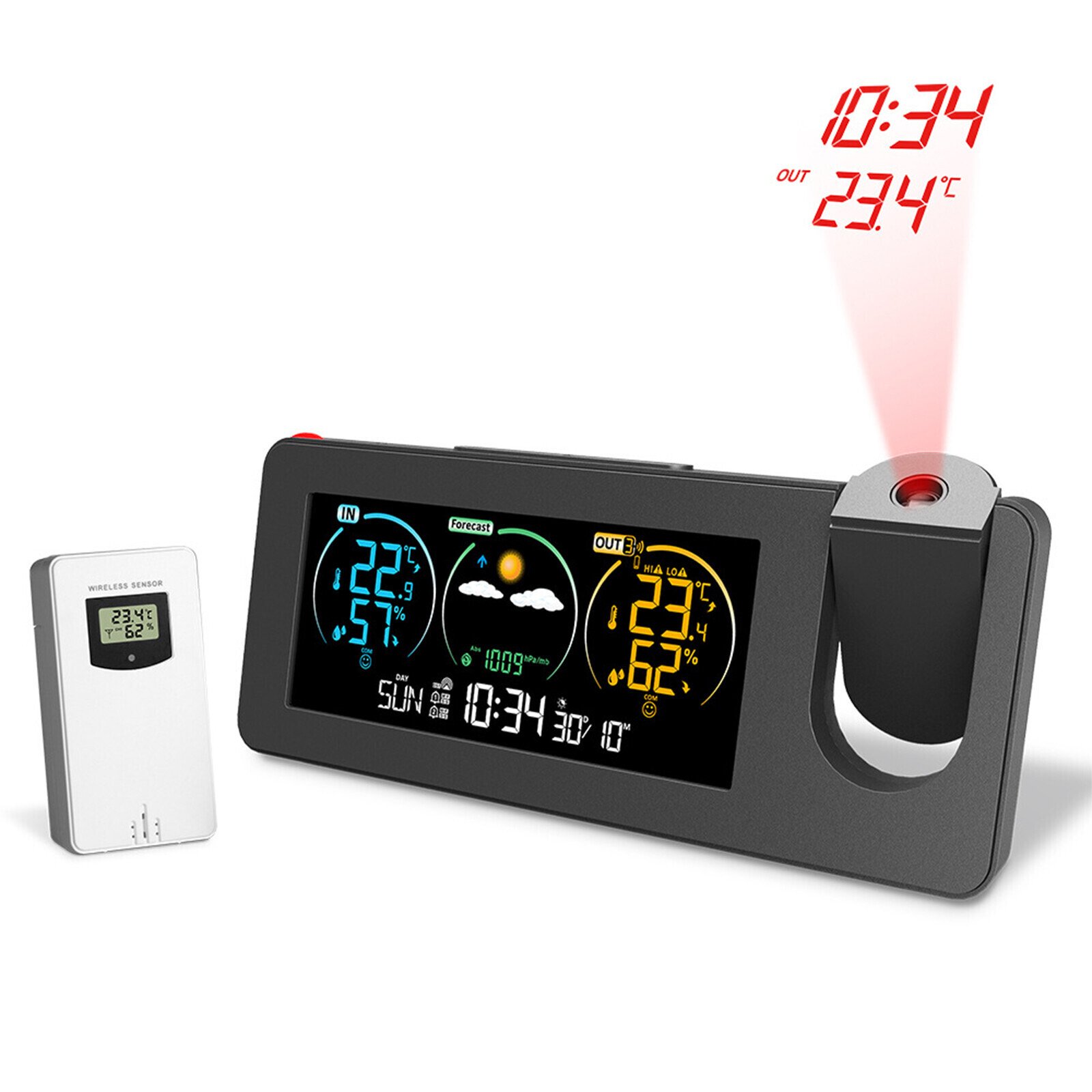 Digital Alarm Clock Clock Projector On Ceiling With Indoor Outdoor Temperature