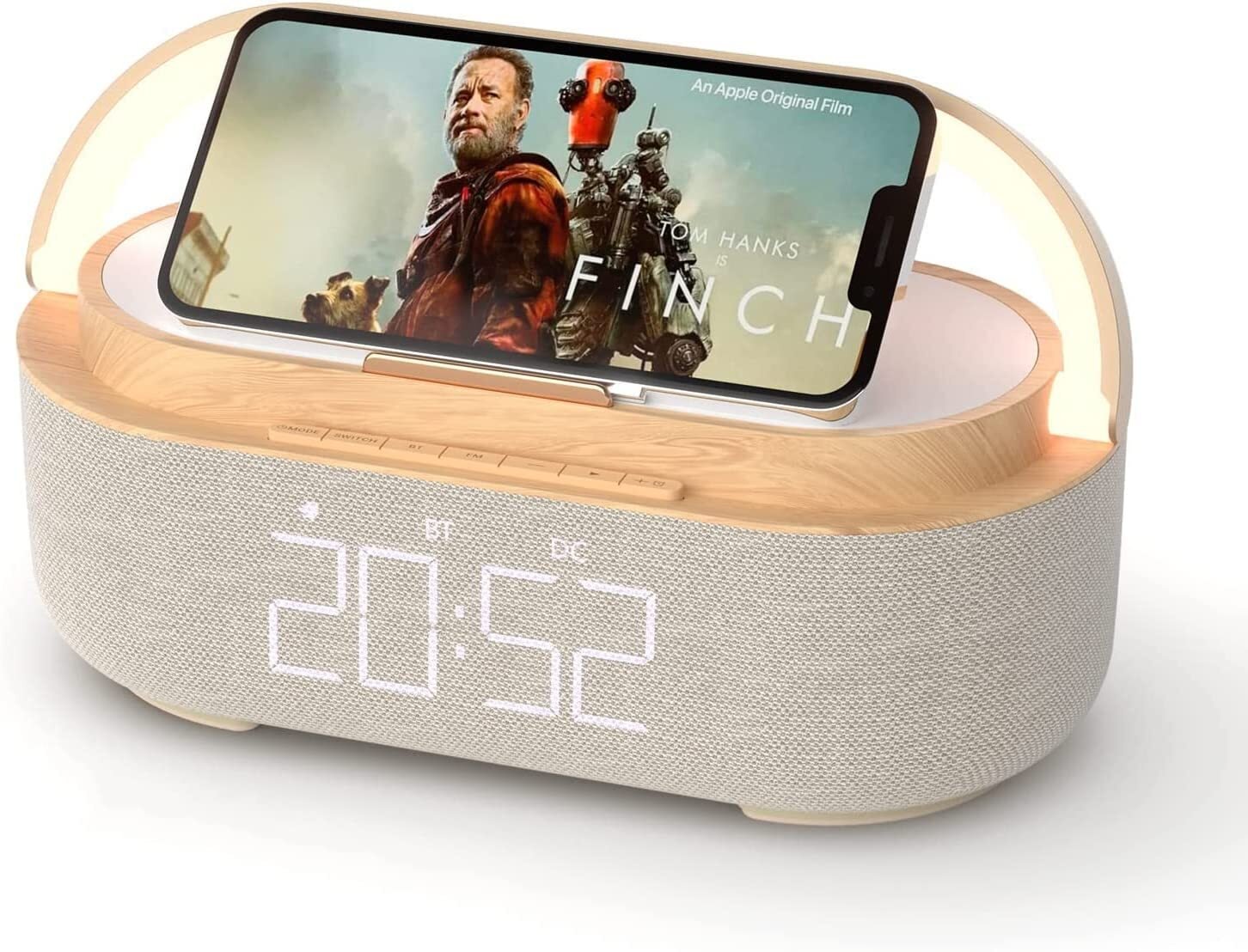 Digital Alarm Clock,FM Radio,Bluetooth Speaker,15W Wireless Charger,Night Light