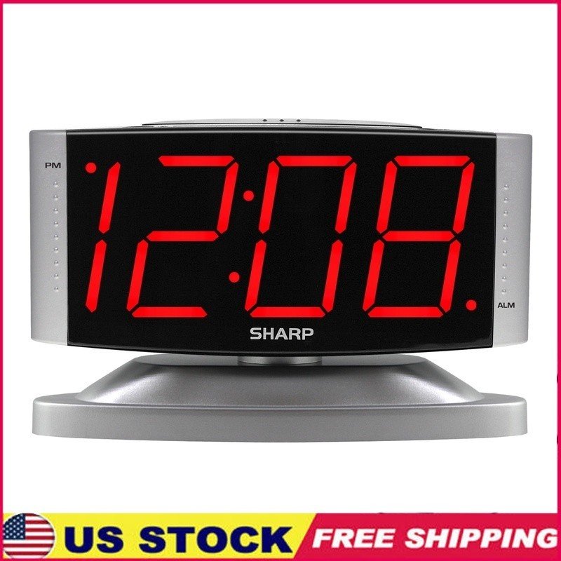 Digital Alarm Clock Jumbo Display Swivel Base LED Dimmer Battery Backup Snooze