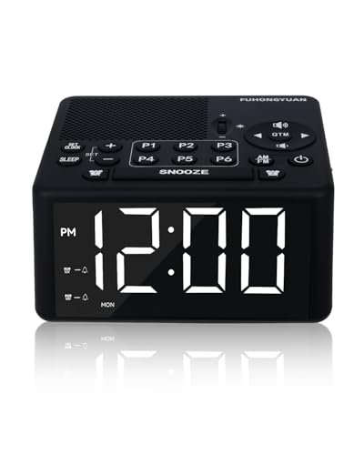 Digital Alarm Clock Radio with AM/FM Radio, Presets, Scan, Dual Weekday/Weekend Alarms, Snooze, Sleep Timer and Dimmable 4.7 LED Display for Bedroom, Living Rooms, Kitchens, Offices, etc (White)