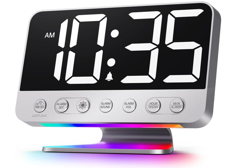 Digital Alarm Clocks for Bedrooms: Large Bold Number 5 Brightness Dimmer - Ea...