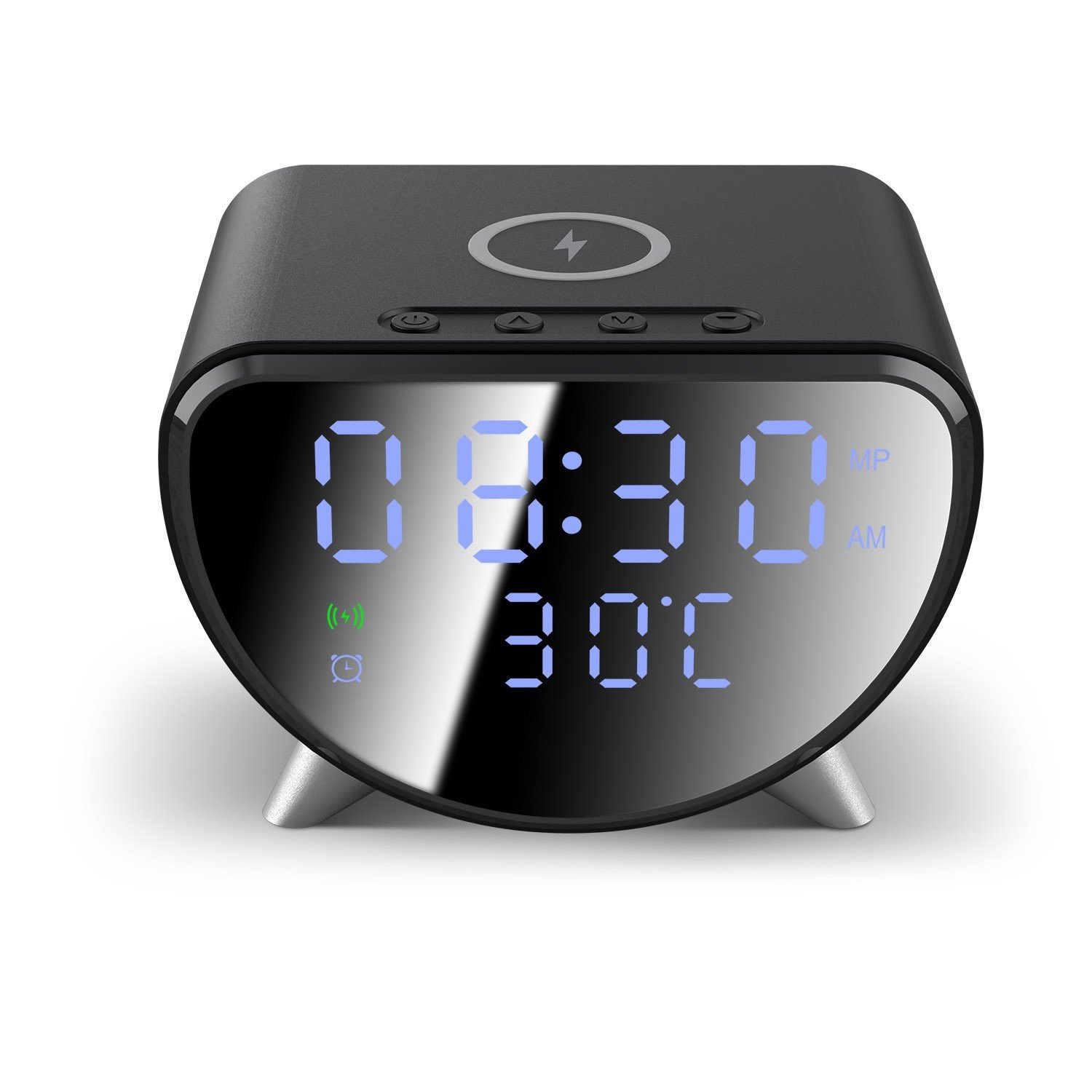 Digital Alarm Clock With 15W Wireless Charger Temperature For iPhone/Samsung US