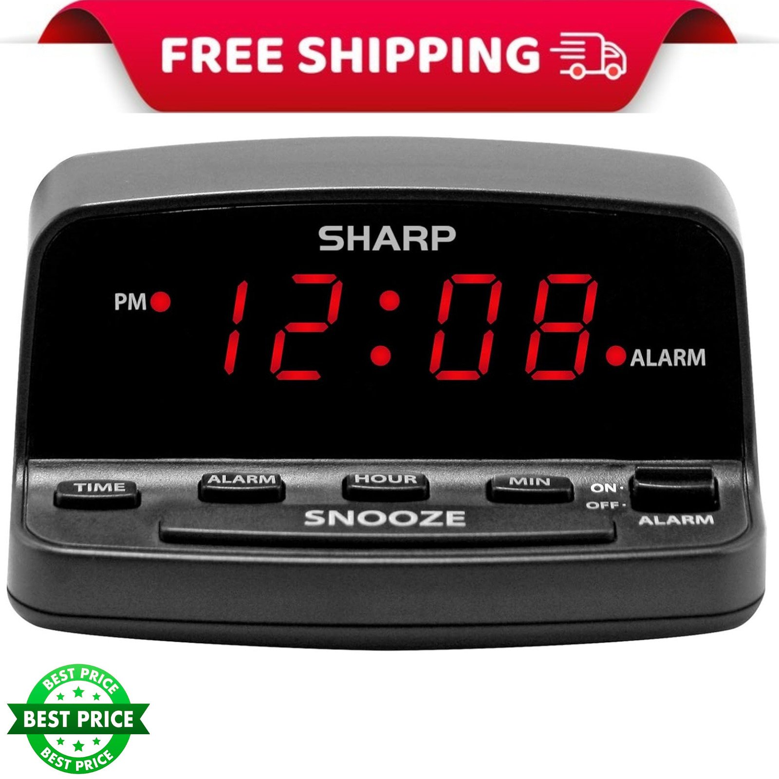 Digital Alarm Clock with Keyboard Style Controls, Battery Back-Up, Easy to Use
