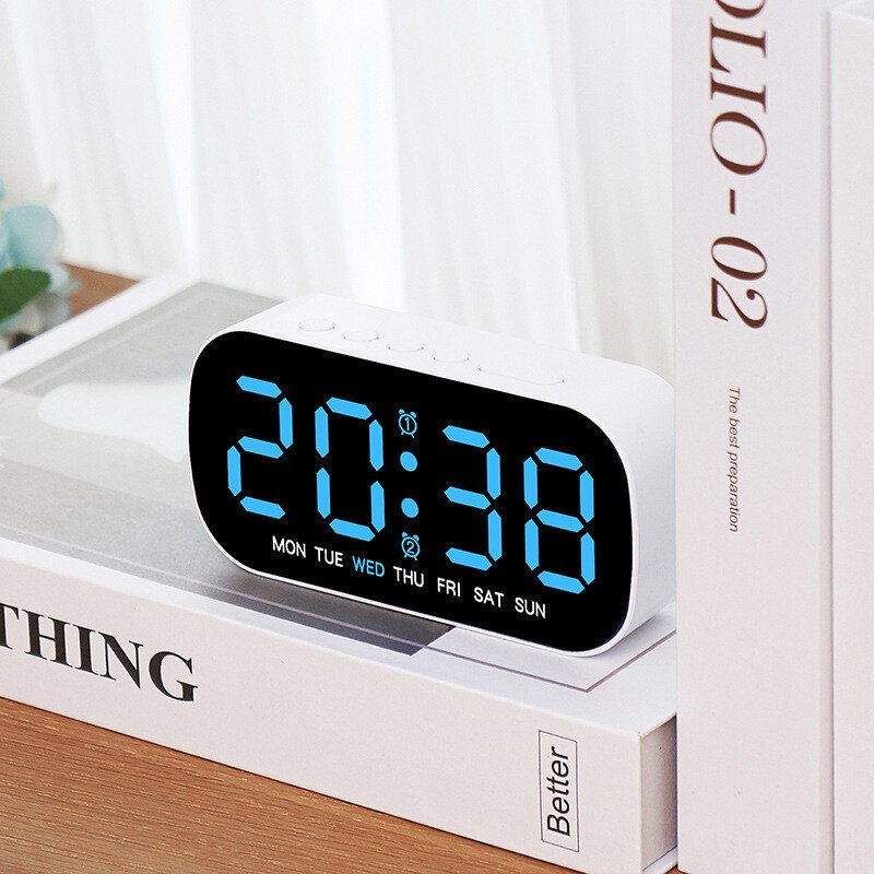 Digital Alarm Clock with Large LED Display – Auto-Dim Night Mode, Dual Alarms