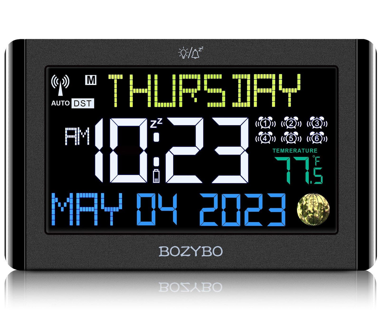 Digital Clock with 6 Alarm Clocks: Atomic Clock with Indoor Temperature Self ...