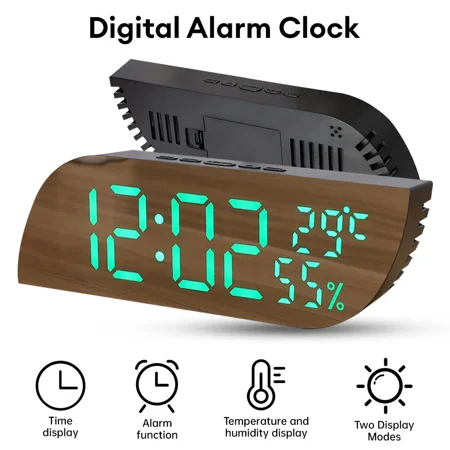 Digital Large LED Display Screen Temperature Desk Snooze Alarm Clock USB Battery