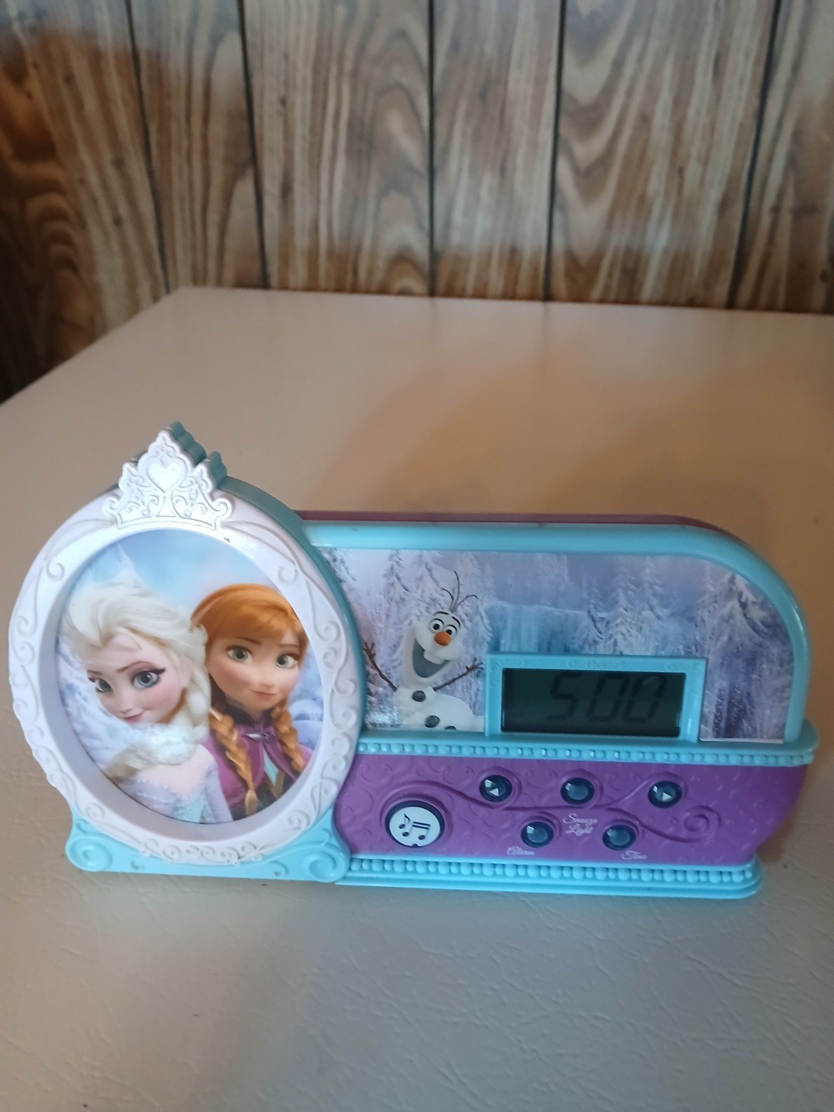 Disney Frozen digital alarm clock--snooze, night light, alarm plays "Let It Go"