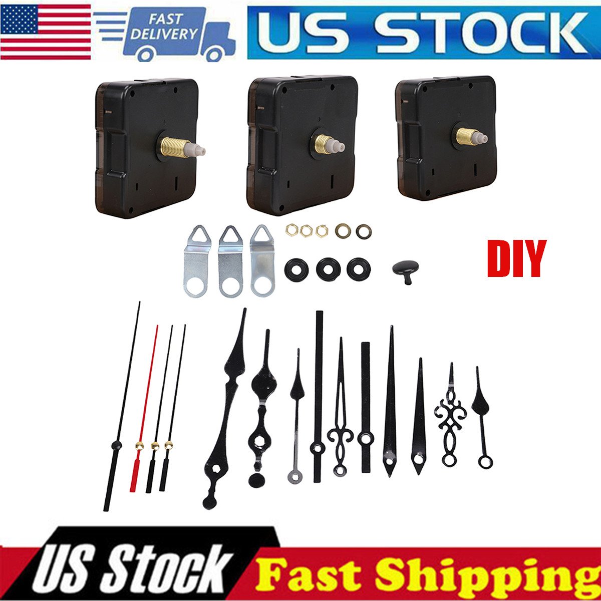 DIY Wall Clock Movement Mechanism Battery Operated Repair Replacement Parts Kit