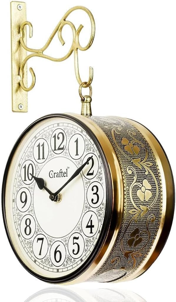 Double Sided Abs Retro Silent Quartz Clock Battery Powered Engraved Designed