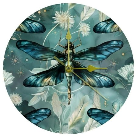 Dragonfly Circular Acrylic Wall Clock - Contemporary Home Decor for Stylish Timekeeping - 200 Characters